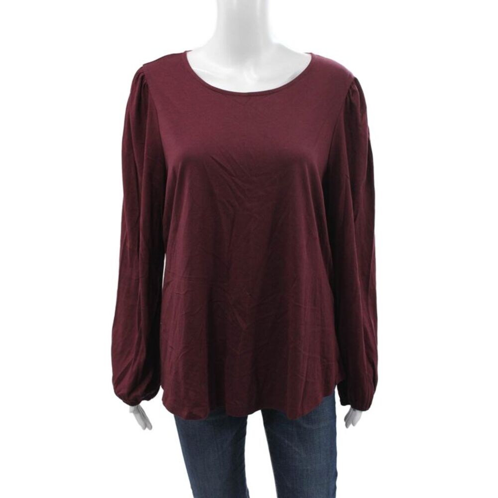 Boden Womens Red Jersey Long Sleeve Round Neck Blouse Size 16